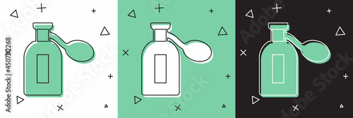 Set Perfume icon isolated on white and green, black background. Vector