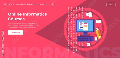 Online informatics courses lessons, landing page