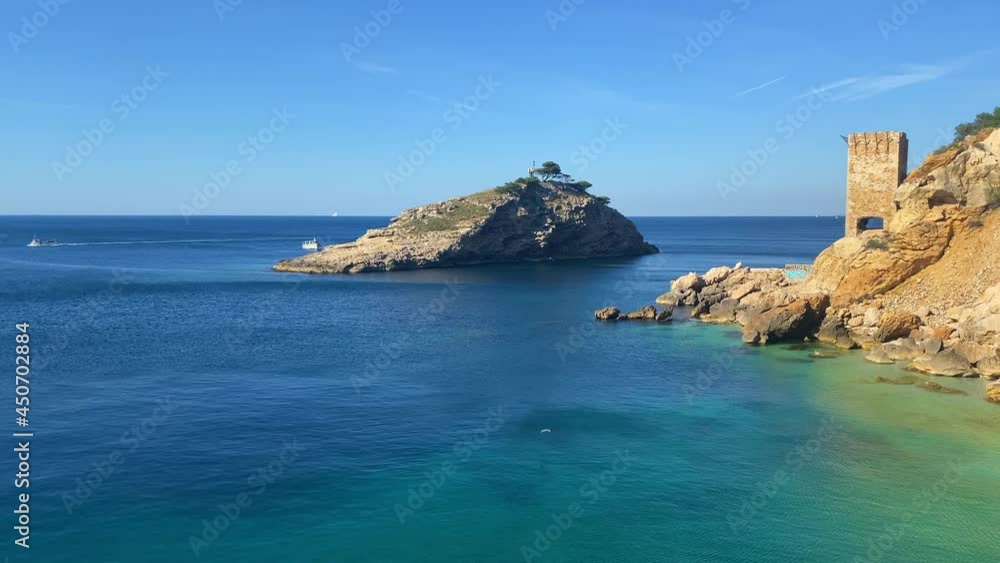 Calanque of l'Erevine with a view on the island, on the coastal path, the old custums trail, between Niolon and Mejan near Marseille Calanque of l'Erevine with a view on the island, on the coastal path, the old custums trail, between Niolon and Mejan near Marseille