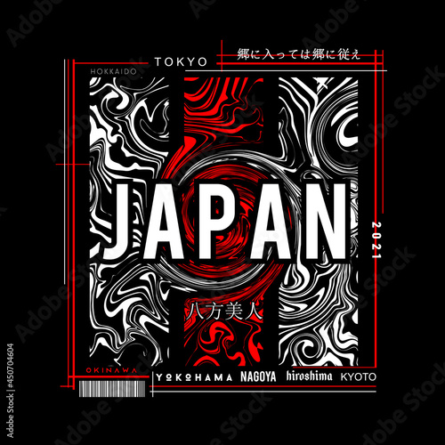 Japan t-shirt design with abstract style. Vector illustration