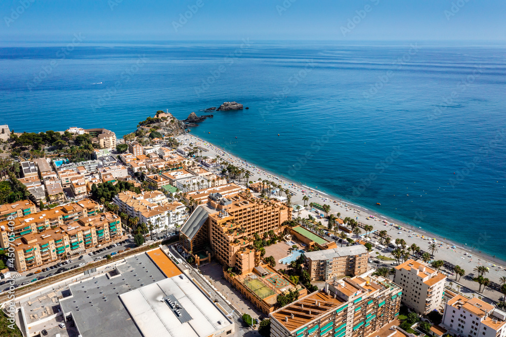 Naklejka premium Aerial view of touristic coast in Almunecar, Andalusia, Spain