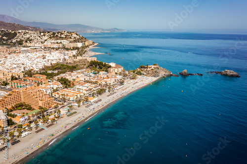 Aerial view of touristic coast in Almunecar, Andalusia, Spain photo