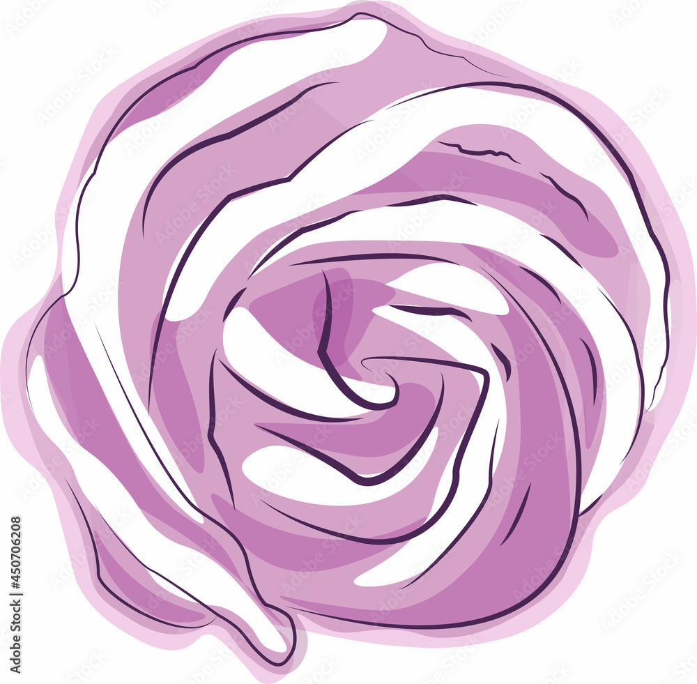 Obraz premium Purple-pink meringue cookie isolated. Pavlova dessert. Sweet airy dessert, a variety of marshmallow. Vector
