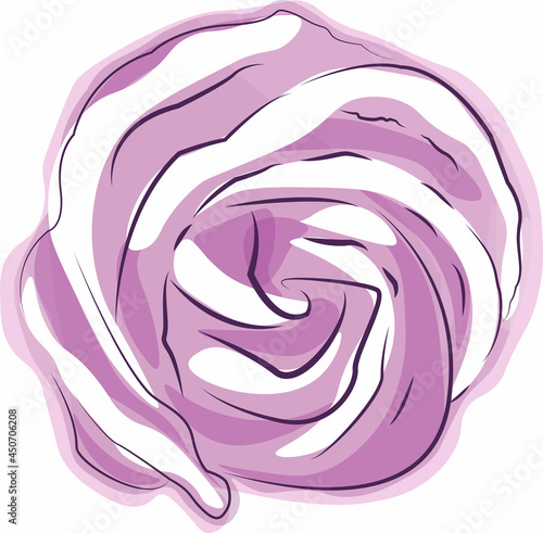 Purple-pink meringue cookie isolated. Pavlova dessert. Sweet airy dessert, a variety of marshmallow. Vector