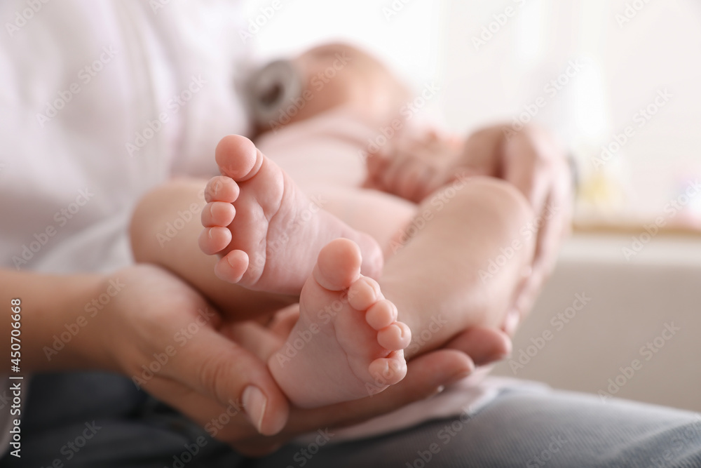 Mother with her cute baby, closeup view Mother with her cute baby, closeup view