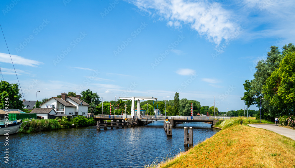 Dutch landscape with bridge over the river Eem
