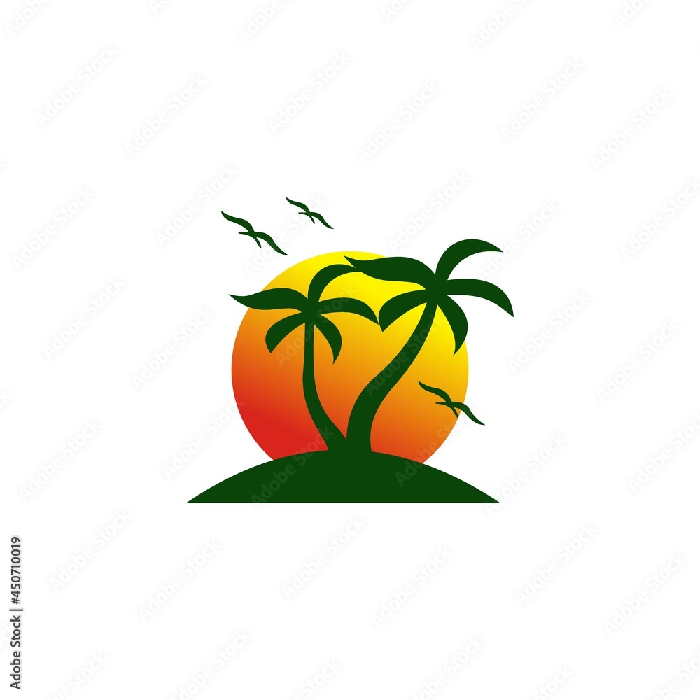 Fototapeta premium summer beach logo vector illustration icon