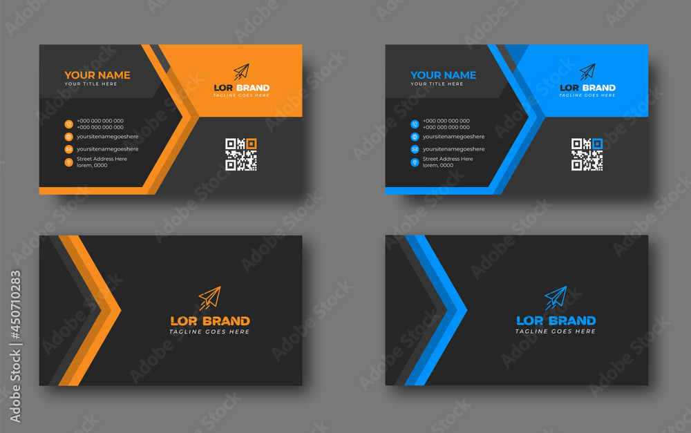 Blue and yellow modern creative business card design template. unique shape modern business card design. Blue and yellow modern creative business card design template. unique shape modern business card design.