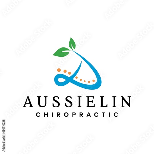 A modern and unique logo about chiropractic and the letter A.
EPS 10, Vector.