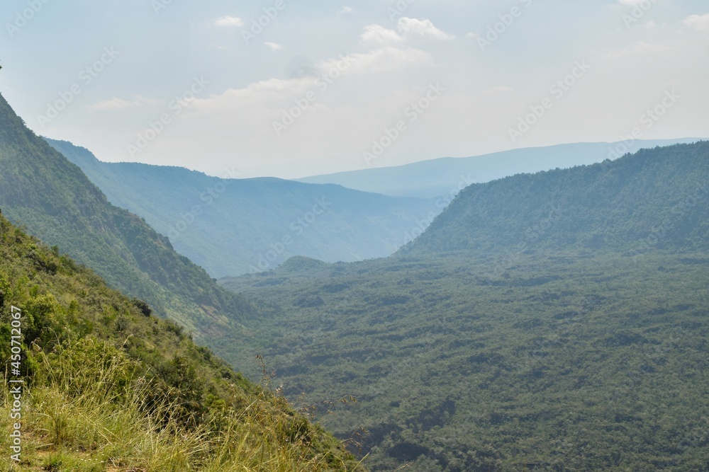 Scenic view of the volcanic crater on Mount Suswa, Rift Valley, Kenya