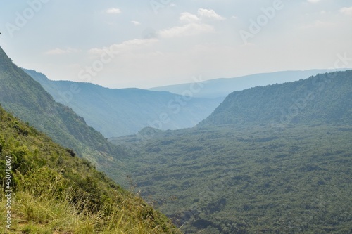 Scenic view of the volcanic crater on Mount Suswa, Rift Valley, Kenya