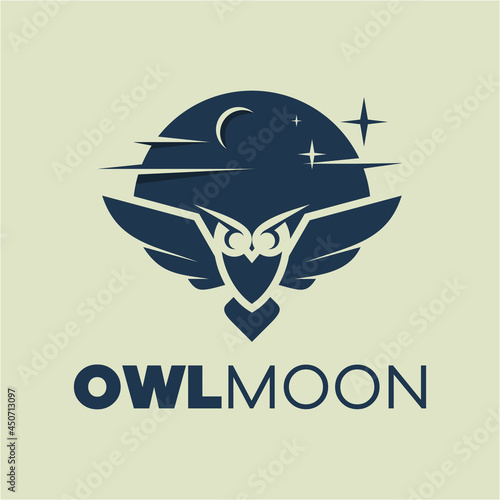 Owl moon logo illustration