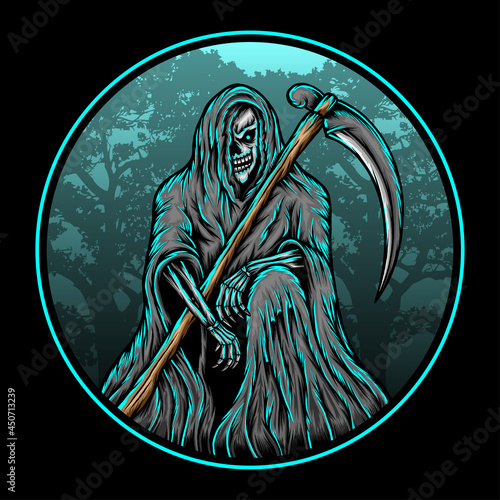 Grim reaper skull illustration