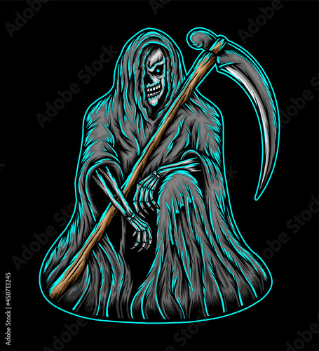 Scary grim reaper illustration