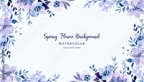 Spring purple floral background with watercolor
