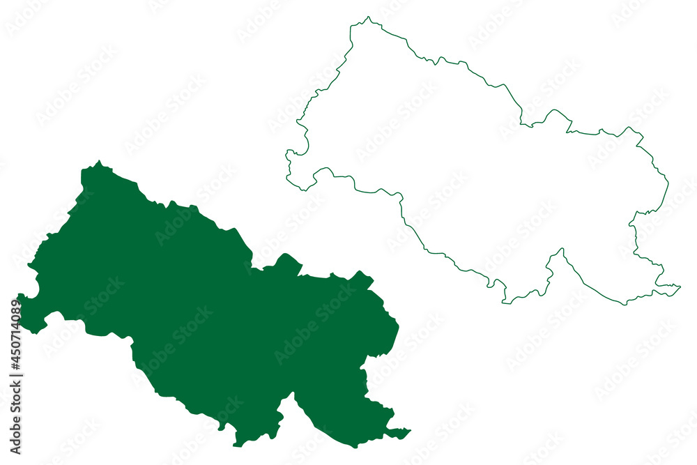 Kasganj district (Uttar Pradesh State, Republic of India) map vector illustration, scribble sketch Kasganj map