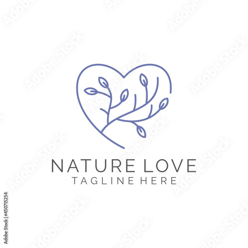 Nature tree love logo design
