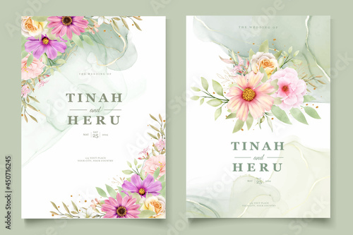 WATERCOLOR CHRYSANTHEMUM WEDDING invitation card set