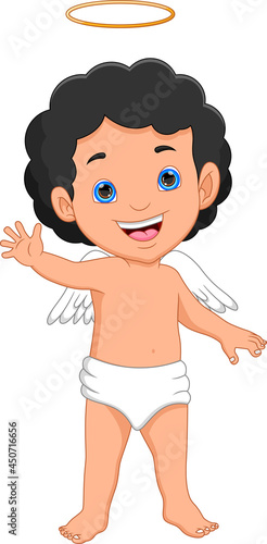 Fototapeta Naklejka Na Ścianę i Meble -  little angel cartoon on white background