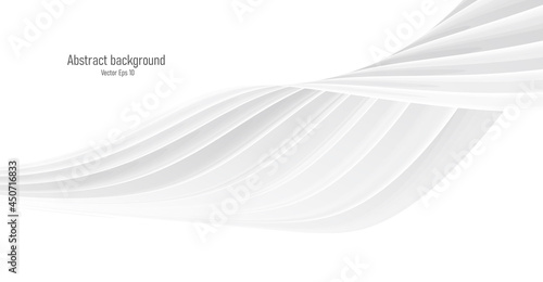 white 3d stripe twisting in the light space, white abstract background