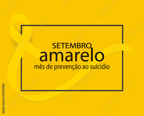 Yellow september suicide prevention month in Portuguese language. Setembro Amarelo vector. Yellow awareness ribbon.