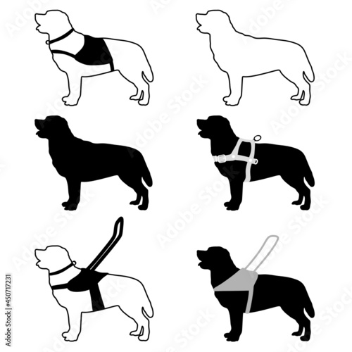 Gide dog service icons collection svg vector illustration