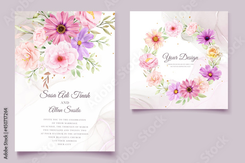 WATERCOLOR CHRYSANTHEMUM WEDDING invitation card set