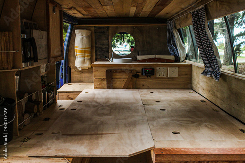 wooden structure in a van