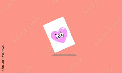 Free Download illustration of a Paper with shadow, Heart with Paper, Cute Heart, Cute Pink Heart with Cute eyes - GFXLoad