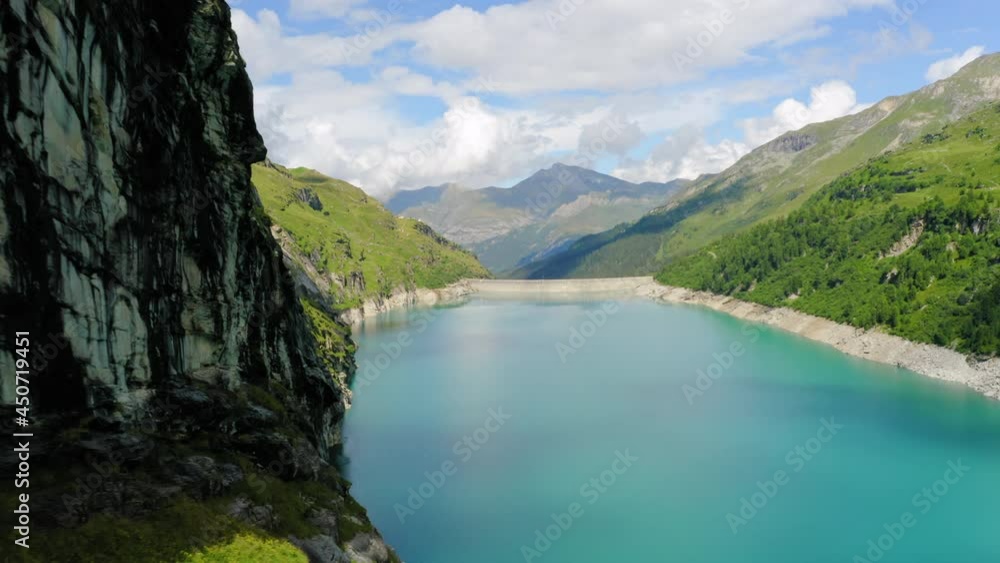 Aerial view of the Zervreila reservoir in Switzerland. Aerial view of the Zervreila reservoir in Switzerland.
