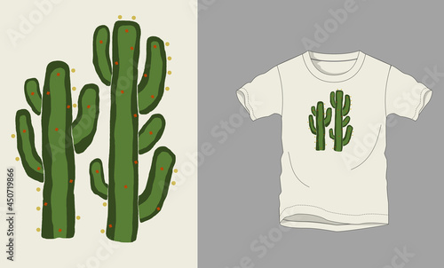 vector cactus illustration, kids print t shirt design