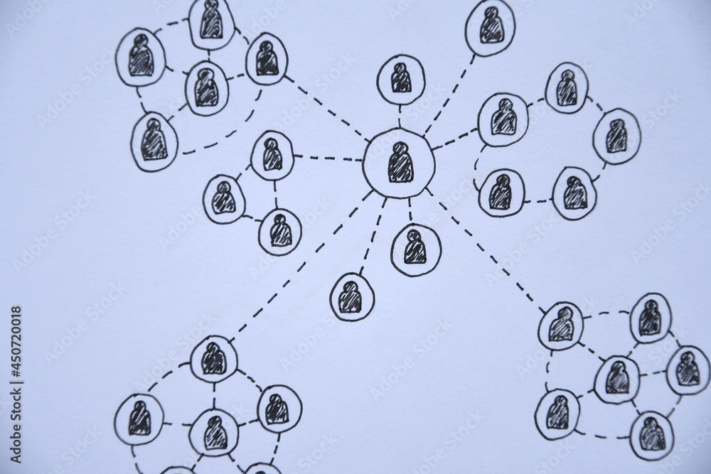 Photo of a drawing of social network Photo of a drawing of social network