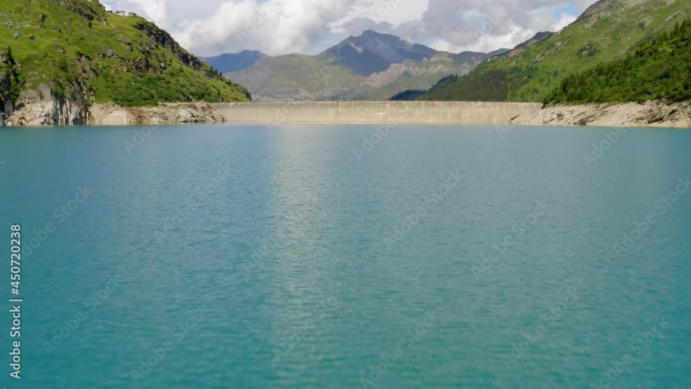 Aerial view of the Zervreila reservoir in Switzerland. Aerial view of the Zervreila reservoir in Switzerland.