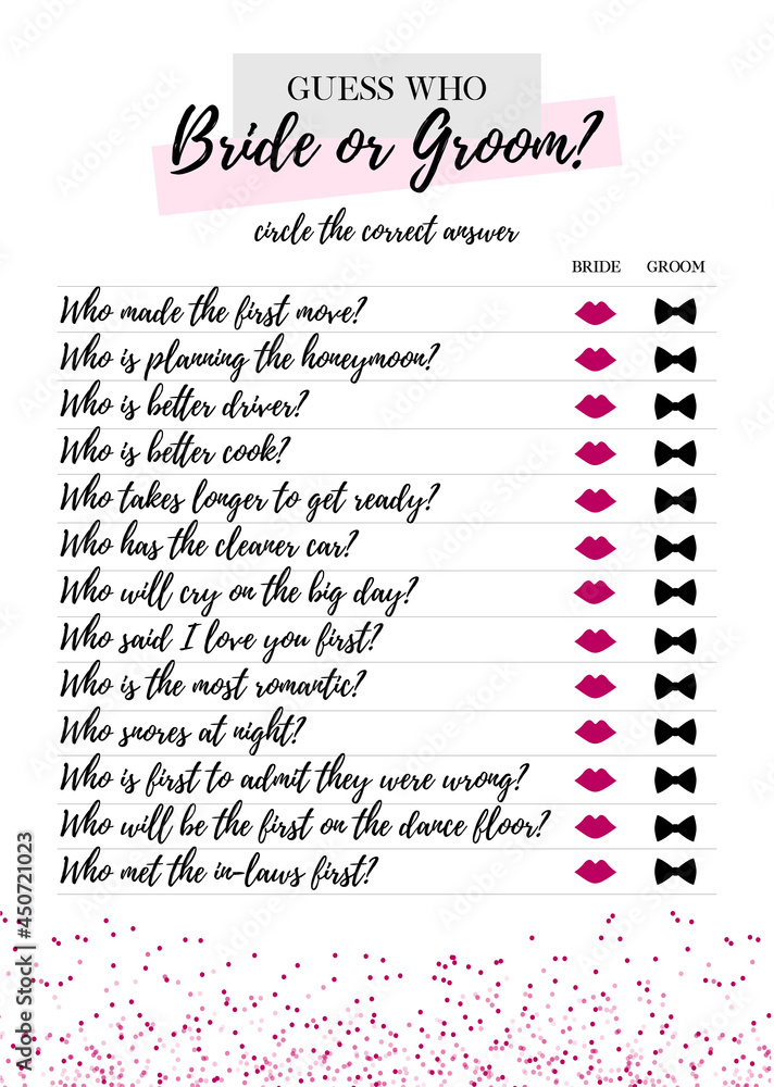 Bachelorette party, wedding or bridal shower handwritten calligraphy