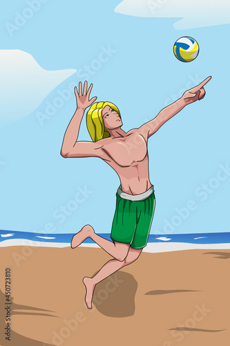 Man smashing volleyball on the beach © wahyukris