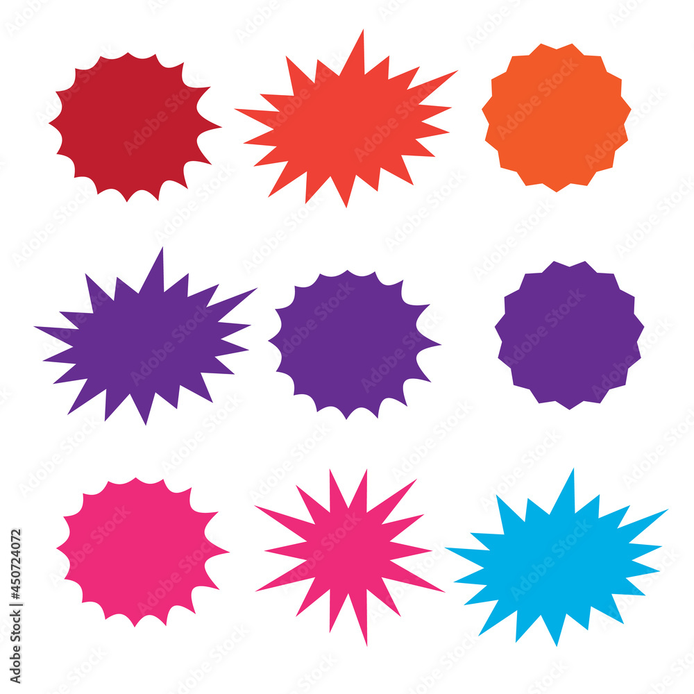 Bursting speech star set. Starburst isolated icons set Bursting speech star set. Starburst isolated icons set