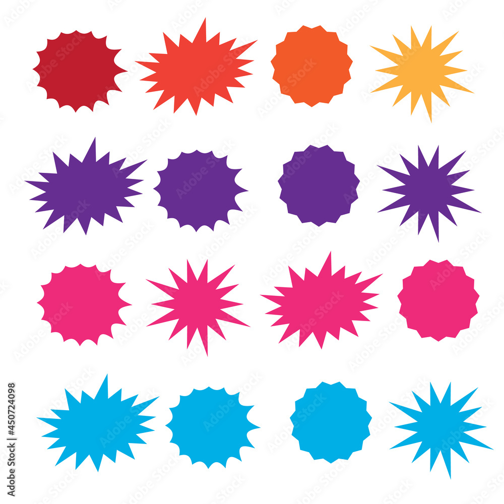 Bursting speech star set. Starburst isolated icons set Bursting speech star set. Starburst isolated icons set