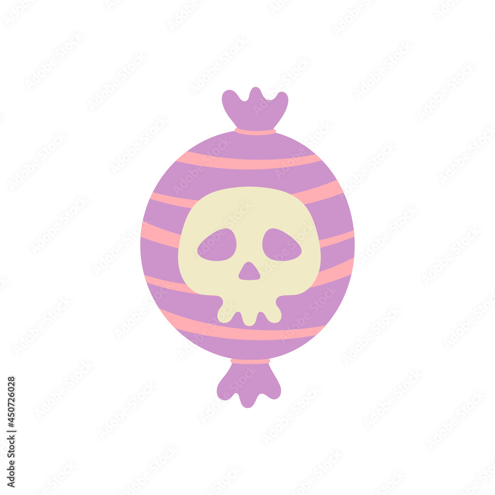 Fototapeta premium halloween card with cute candy isolated on white