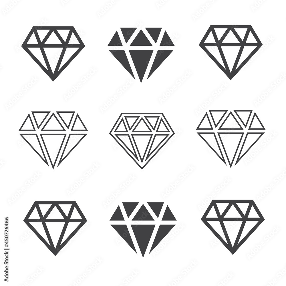 Diamond icons set. Diamond sign set vector Diamond icons set. Diamond sign set vector