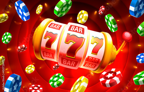 Casino slots icons, slot sign machine, night Vegas. Vector