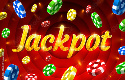 Jackpot casino coin, cash machine play now. Vector