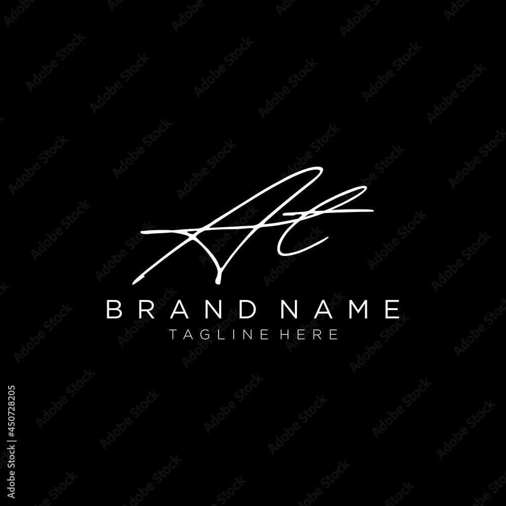 Beauty Initial letters AT logo in white on black background. handwriting, fashion, boutique, wedding, botanical , creative Vector logo Design template. Beauty Initial letters AT logo in white on black background. handwriting, fashion, boutique, wedding, botanical , creative Vector logo Design template.