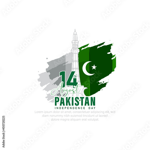 Happy Pakistan Independence Day-14th August. - Vector