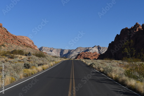 Southern Utah desert road to horizon mid morning