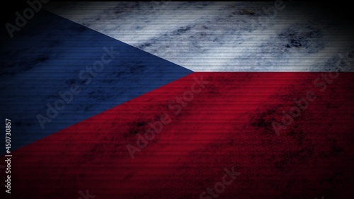 Czech Republic Realistic Flag, Old Worn Fabric Texture Effect, 3D Illustration