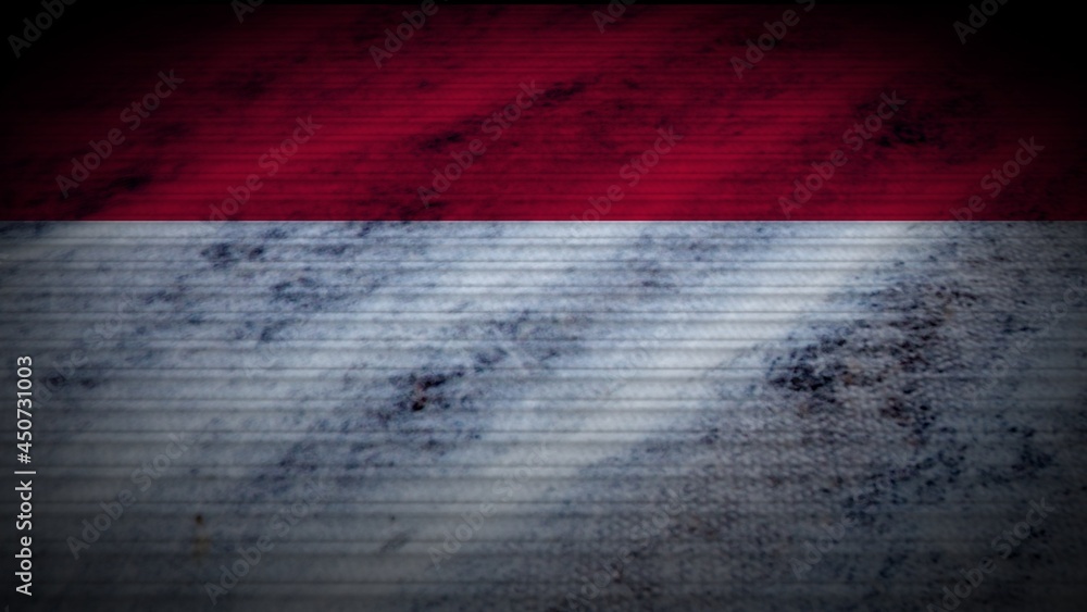 Naklejka premium Indonesia Realistic Flag, Old Worn Fabric Texture Effect, 3D Illustration