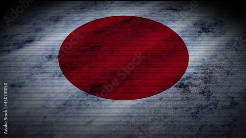 Japan Realistic Flag, Old Worn Fabric Texture Effect, 3D Illustration