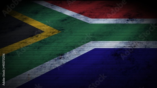 South Africa Realistic Flag, Old Worn Fabric Texture Effect, 3D Illustration