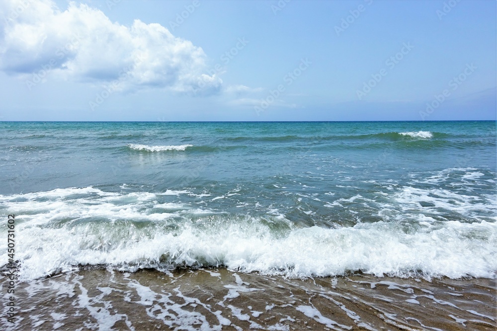 seascape - Sky and blue sea with waves