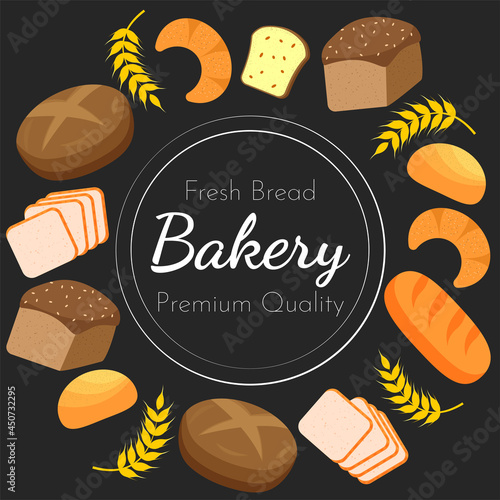 Bakery set of types of bread